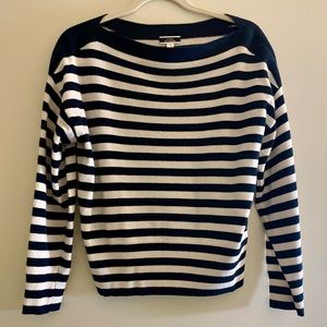 J Crew Cashmere sweater navy blue and white Sz S